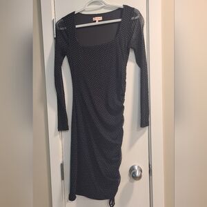 re:named Black Long-Sleeve Polka Dot Bodycon Dress 🖤🖤